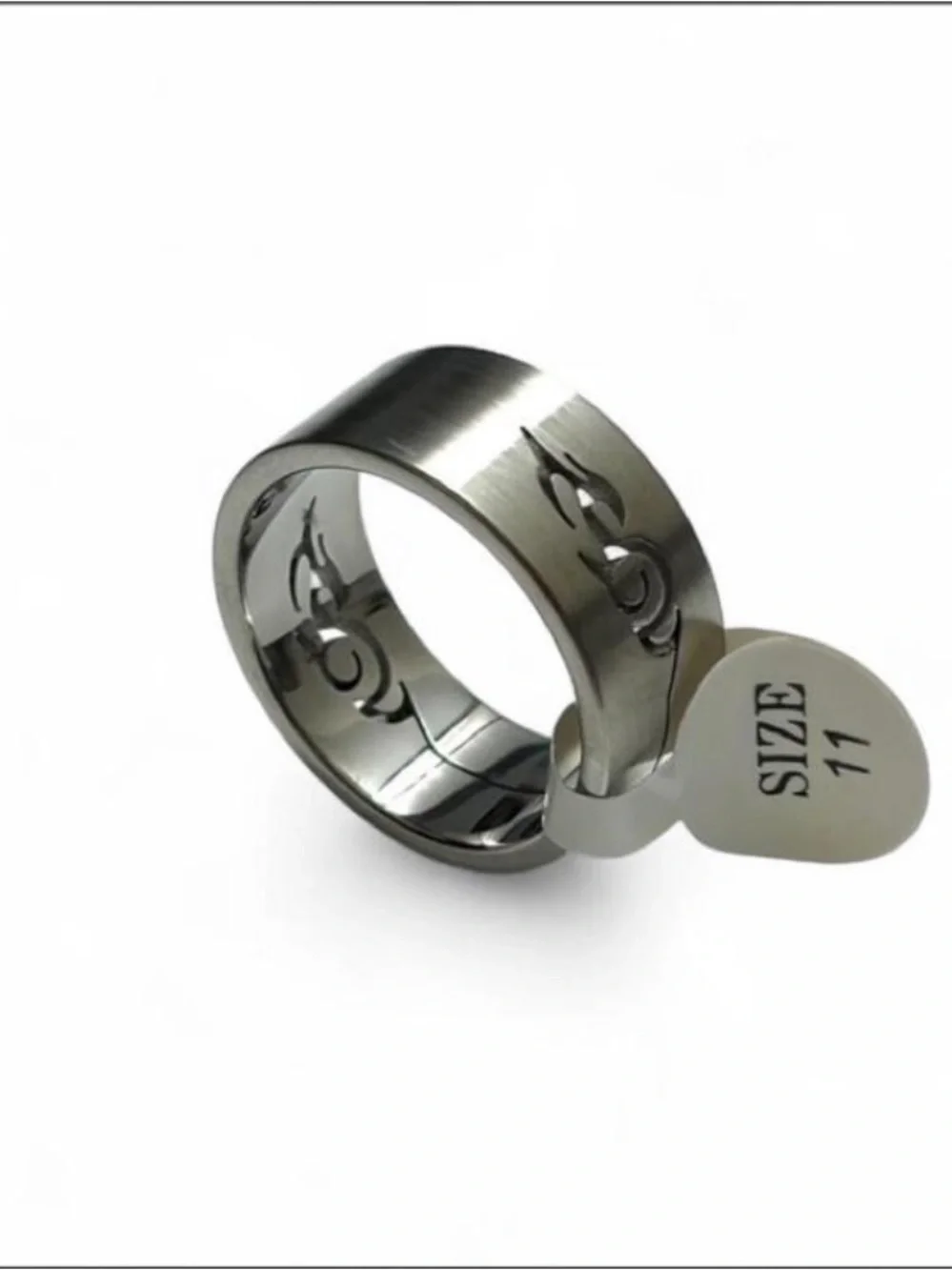 Men's Tribal Engraved Stainless Steel Ring - Black Gray